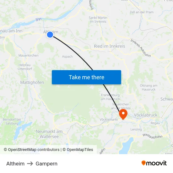 Altheim to Gampern map