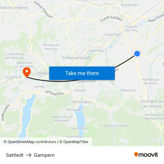 Sattledt to Gampern map