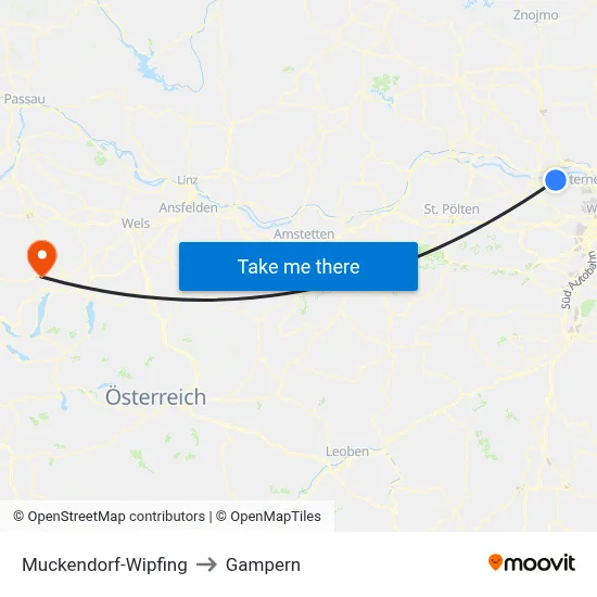 Muckendorf-Wipfing to Gampern map