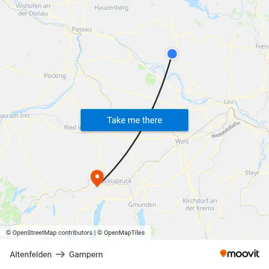 Altenfelden to Gampern map