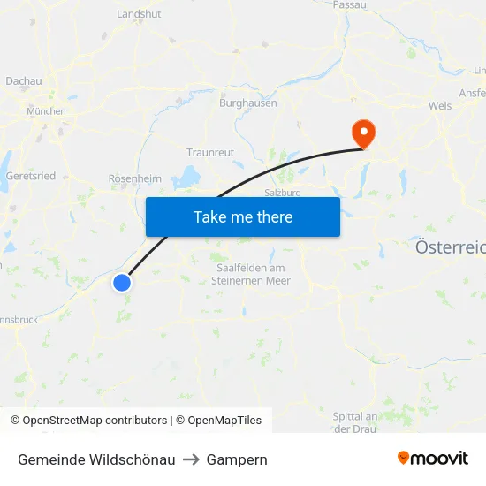 Gemeinde Wildschönau to Gampern map
