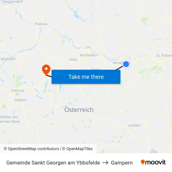 Gemeinde Sankt Georgen am Ybbsfelde to Gampern map