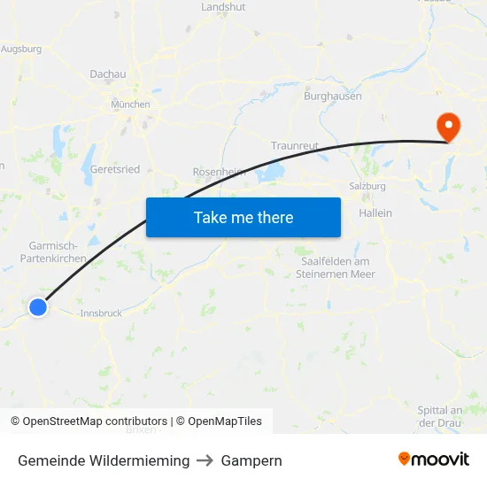 Gemeinde Wildermieming to Gampern map