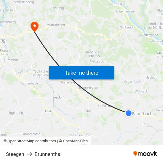 Steegen to Brunnenthal map