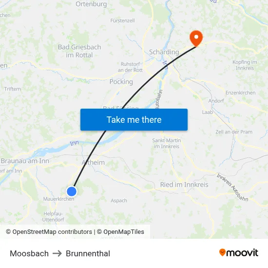 Moosbach to Brunnenthal map