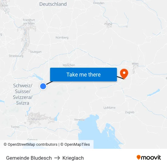 Gemeinde Bludesch to Krieglach map