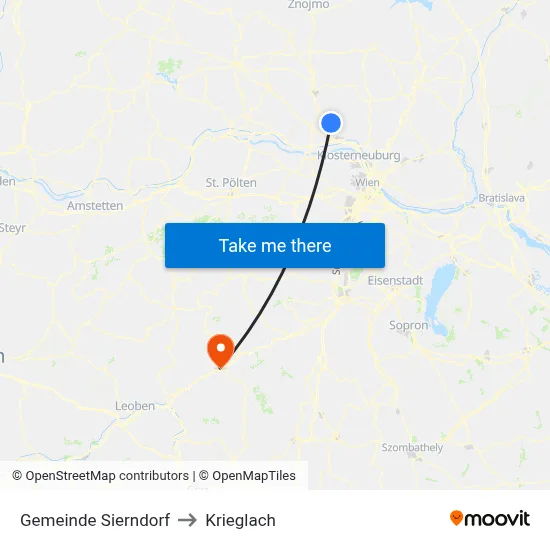 Gemeinde Sierndorf to Krieglach map
