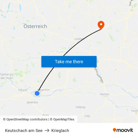 Keutschach am See to Krieglach map