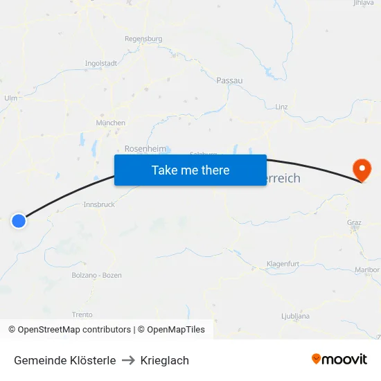 Gemeinde Klösterle to Krieglach map