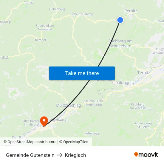 Gemeinde Gutenstein to Krieglach map