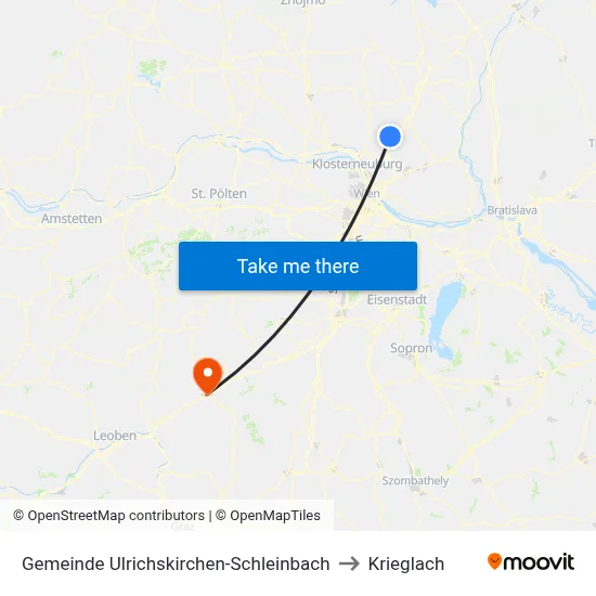Gemeinde Ulrichskirchen-Schleinbach to Krieglach map