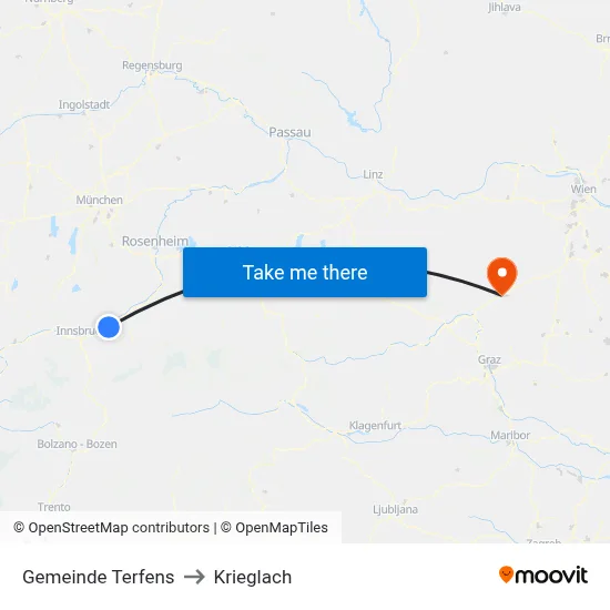 Gemeinde Terfens to Krieglach map