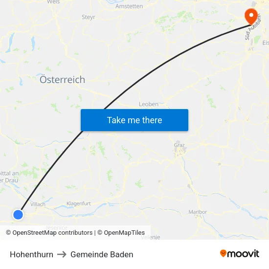 Hohenthurn to Gemeinde Baden map