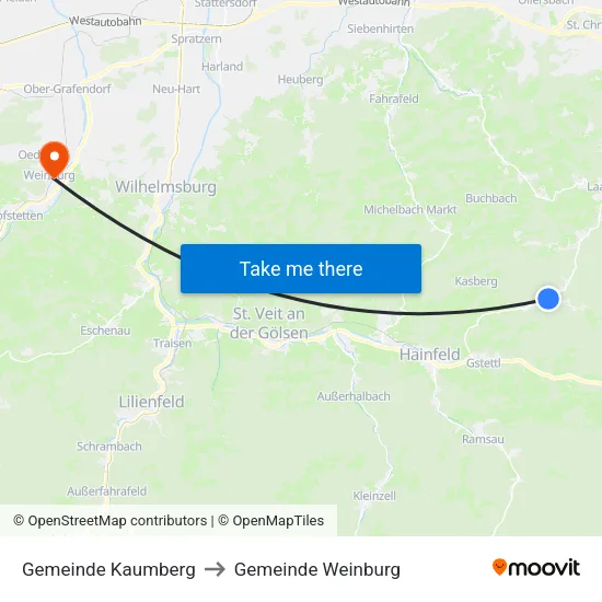 Gemeinde Kaumberg to Gemeinde Weinburg map