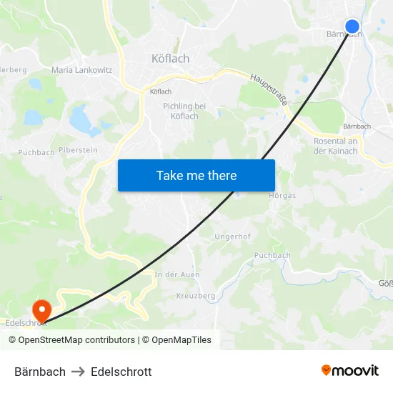 Bärnbach to Edelschrott map