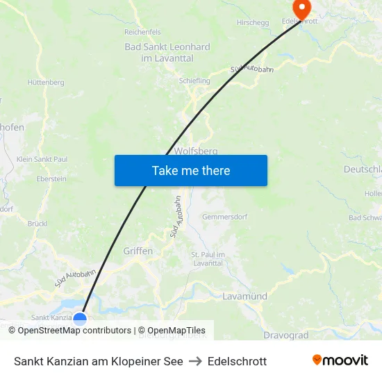 Sankt Kanzian am Klopeiner See to Edelschrott map