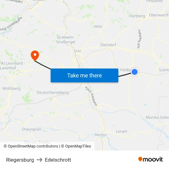 Riegersburg to Edelschrott map