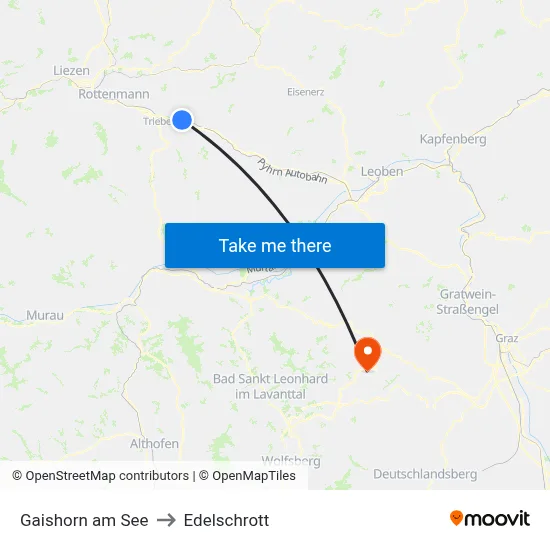 Gaishorn am See to Edelschrott map
