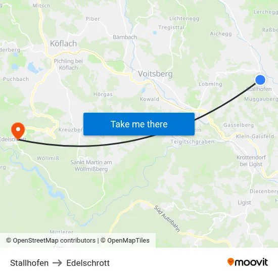 Stallhofen to Edelschrott map