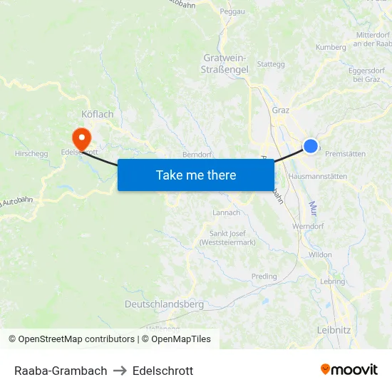 Raaba-Grambach to Edelschrott map
