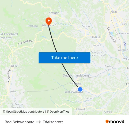 Bad Schwanberg to Edelschrott map