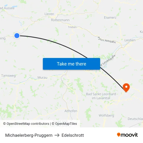 Michaelerberg-Pruggern to Edelschrott map