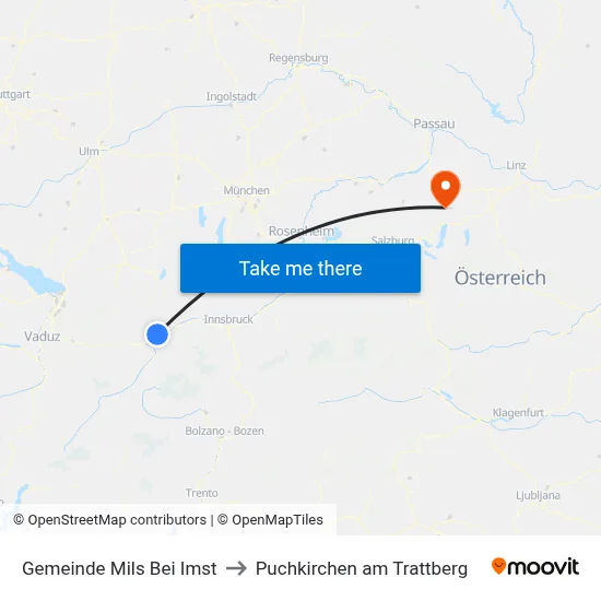 Gemeinde Mils Bei Imst to Puchkirchen am Trattberg map