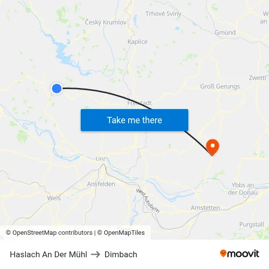 Haslach An Der Mühl to Dimbach map