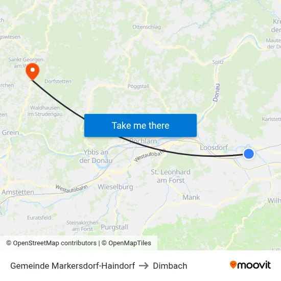 Gemeinde Markersdorf-Haindorf to Dimbach map