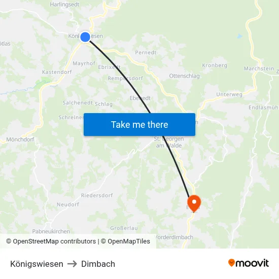 Königswiesen to Dimbach map