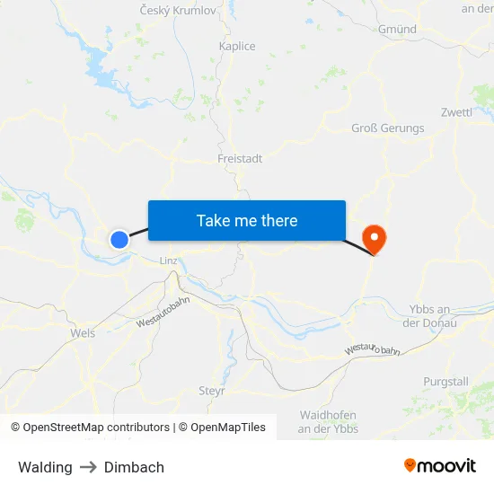 Walding to Dimbach map