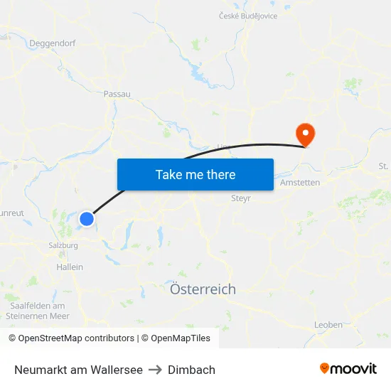 Neumarkt am Wallersee to Dimbach map