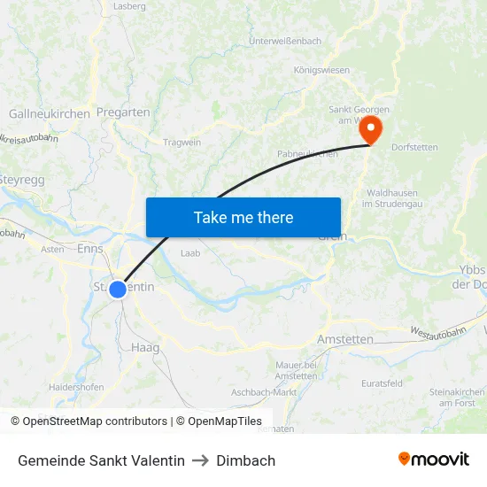 Gemeinde Sankt Valentin to Dimbach map
