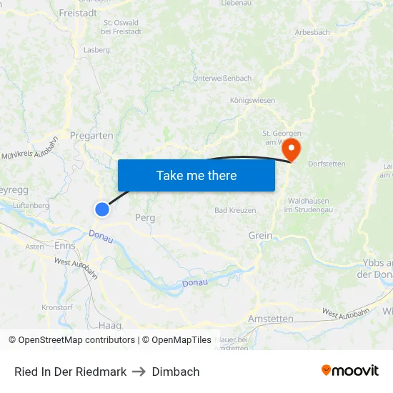 Ried In Der Riedmark to Dimbach map