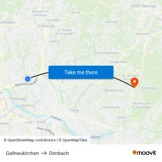 Gallneukirchen to Dimbach map
