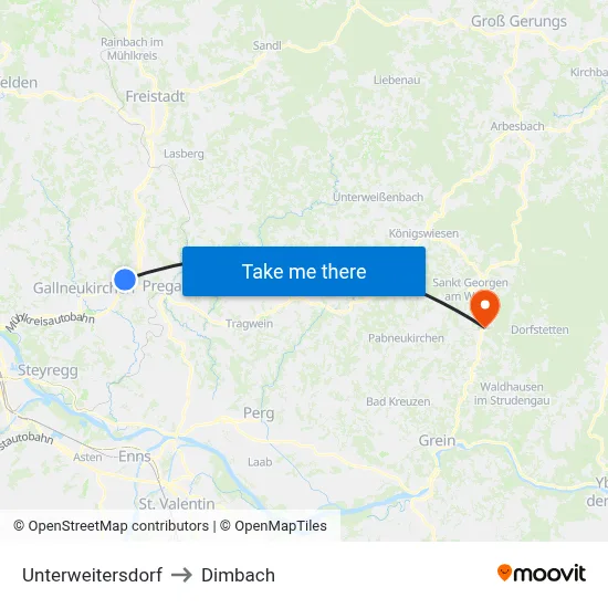 Unterweitersdorf to Dimbach map