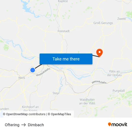 Oftering to Dimbach map