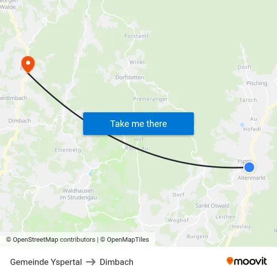 Gemeinde Yspertal to Dimbach map