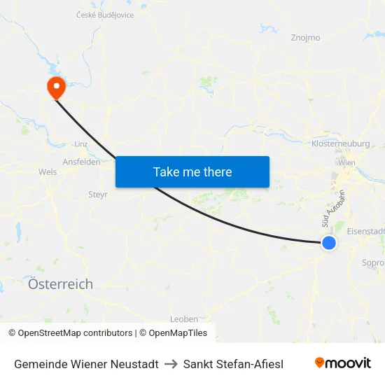 Gemeinde Wiener Neustadt to Sankt Stefan-Afiesl map