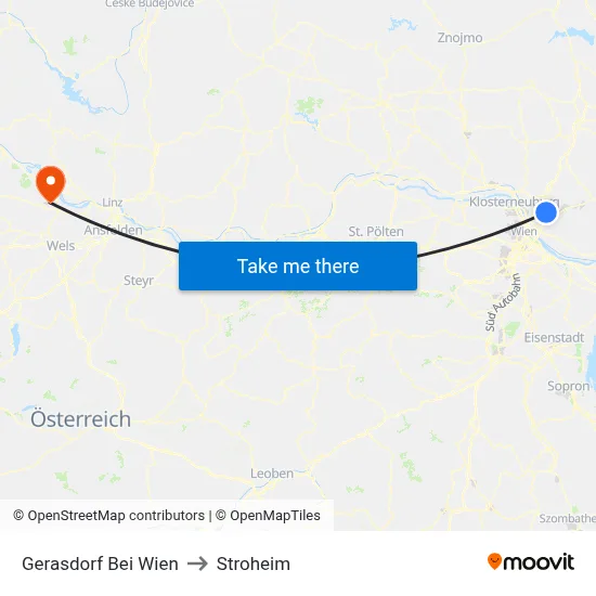 Gerasdorf Bei Wien to Stroheim map