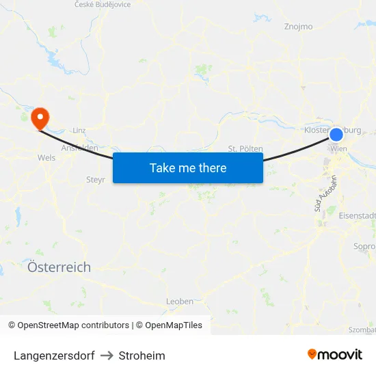 Langenzersdorf to Stroheim map