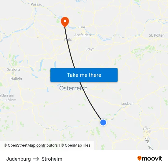 Judenburg to Stroheim map