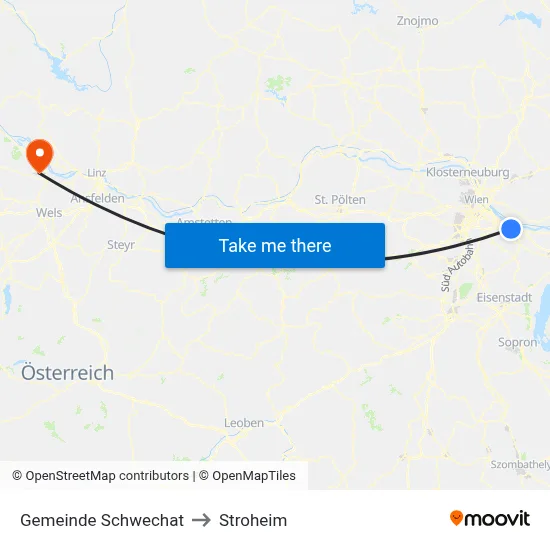 Gemeinde Schwechat to Stroheim map