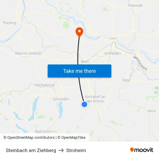 Steinbach am Ziehberg to Stroheim map