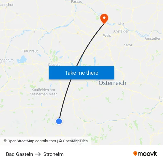 Bad Gastein to Stroheim map