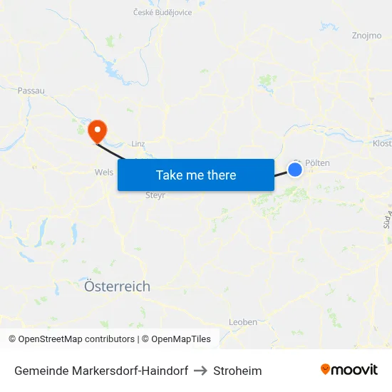 Gemeinde Markersdorf-Haindorf to Stroheim map