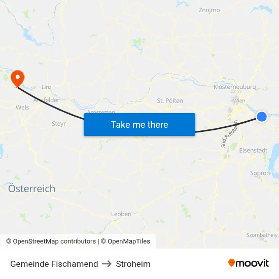 Gemeinde Fischamend to Stroheim map