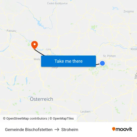 Gemeinde Bischofstetten to Stroheim map