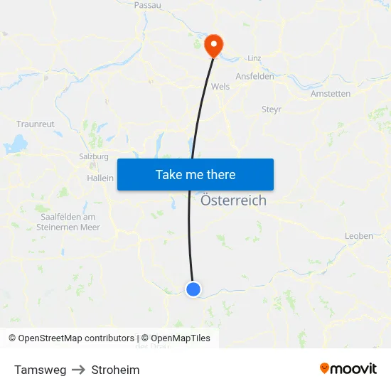 Tamsweg to Stroheim map