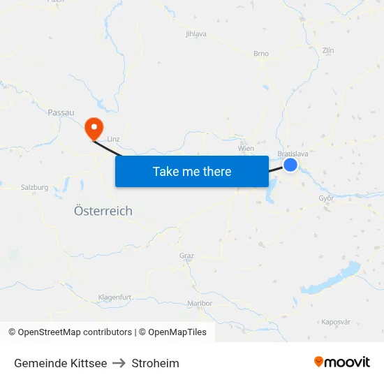 Gemeinde Kittsee to Stroheim map
